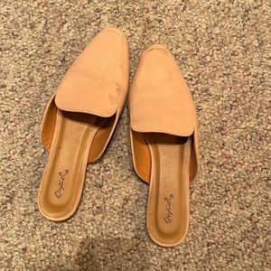 Qupid square toe flat mules.